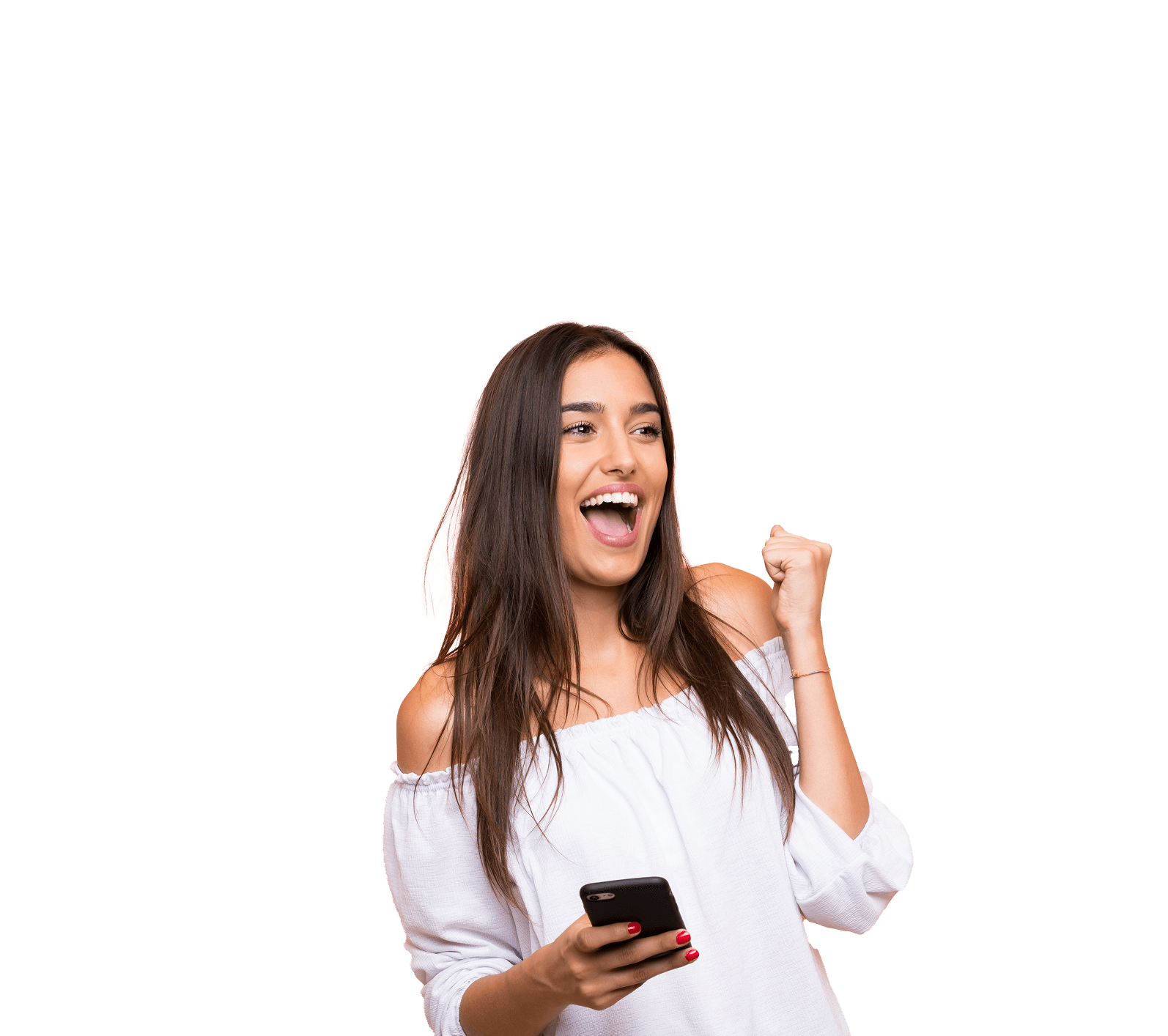 Eve celebrating her payment journey