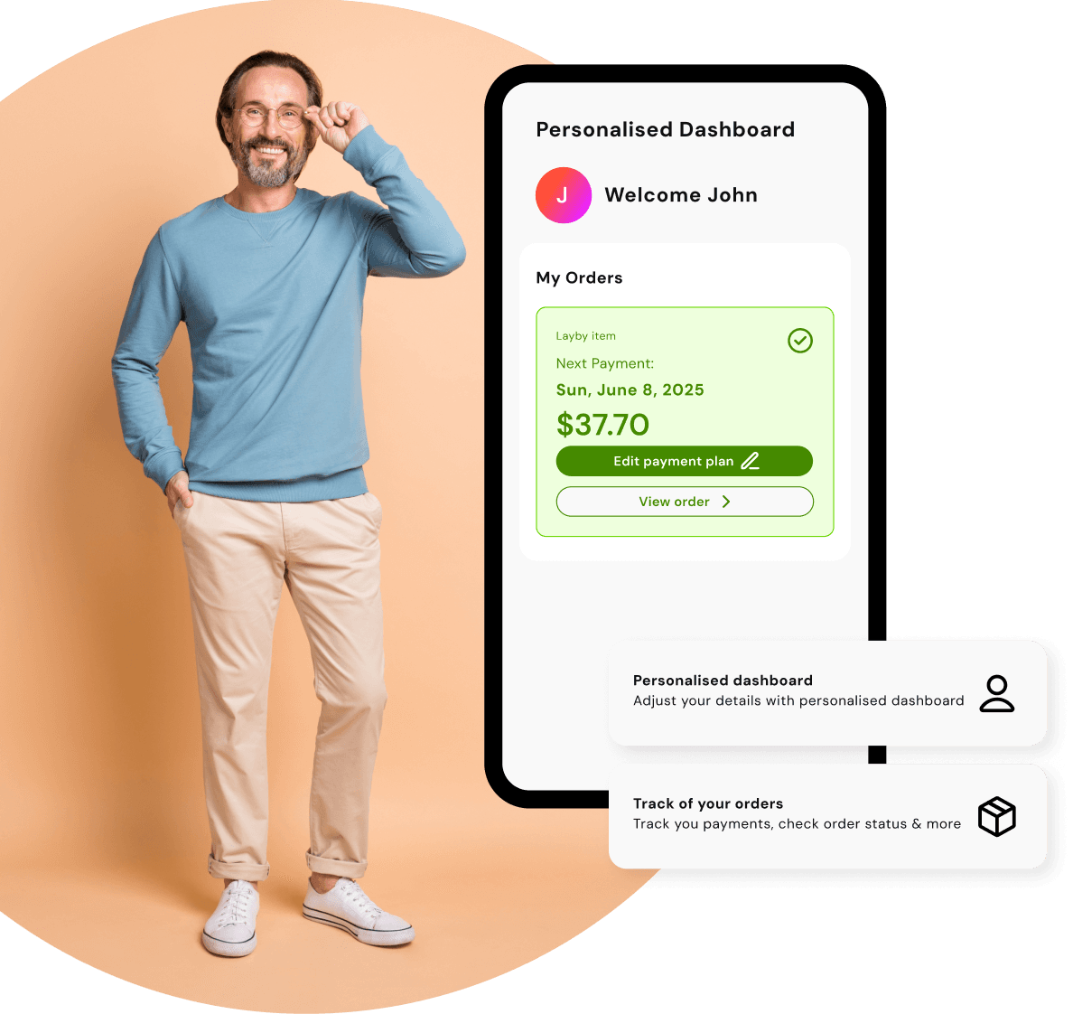 Customer tracking Layup orders from a dashboard